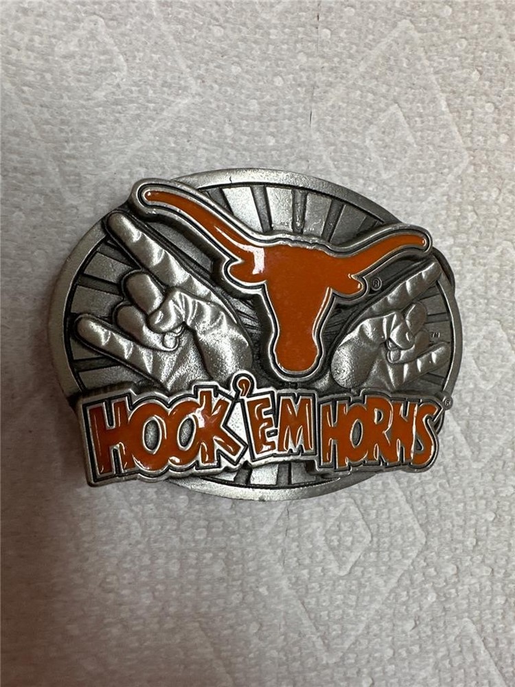 Hook&rsquo;Em Horns Belt Buckle Great American Buckle Company BKL2324PC