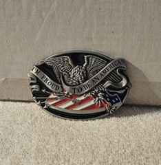 EAGLE AMERICAN FLAG PROUD TO BE AMERICAN USA PATRIOTIC COWBOY RODEO BELT BUCKLE