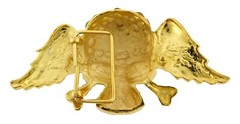 Skull Crossbones Out Blinged Iced Belt Buckle Men Women Cow Halloween Gold Metal