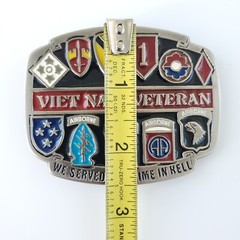 NEW Vietnam Veteran Enamel « We Served Our Time in Hell » Made in USA Belt Buckle
