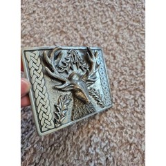 Dalman and Narborough 2009 Stag Head Belt Buckle Celtic Knot Pewter Tone Men&rsquo;s