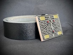 Industrial Crucifix Belt Buckle Archive Red Crystals OOAK Darren McNeese