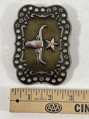 Vintage Belt Buckle Western Cowboy Texas Steer Star A212 Classico Italia