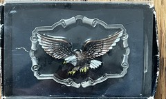 Vintage Great American Buckle Co. Pewter 1983 Eagle Belt Buckle Enamel QD1243