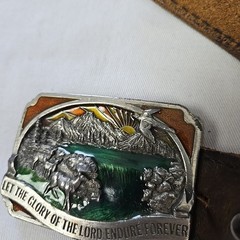 VTG 1983 Siskiyou Belt Buckle Let The Glory Of The Lord Endure Forever Paradise