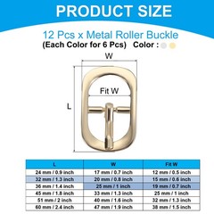 12Pcs 0.6&Prime; Single Prong Metal Roller Pin Belt Buckles Silver/Light Gold
