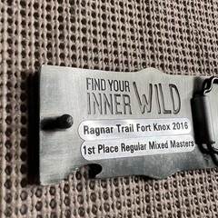 Ragnar Trail Fort Knox 2016 Belt Buckle Medal 1st Place Regular Mixed Masters