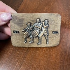 Wooden 1776 – 1976 Bicentennial Patriotic Belt Buckle Drummers USA Spirit of 76