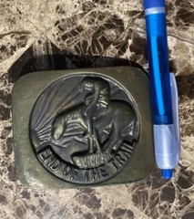 Vintage « End of the Trail » Indian on Horse Western Brass Tone Belt Buckle Rare