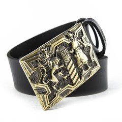 Brass belt buckle Guardians, Military, Cossack and Lion, Ukrainian belt buckle