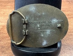 Pony Express Belt Buckle Brass 1981 Commemorative Western Cowboy Rodeo