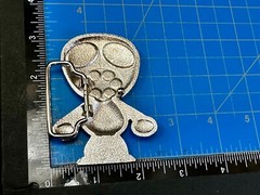 Robot Martian Boy Belt Buckle Silver Color Red Huge Adorable Eyes