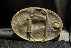 1993 Bass Anglers Sportsman Society Fishing Fisherman Round Brass Belt Buckle 3&Prime;