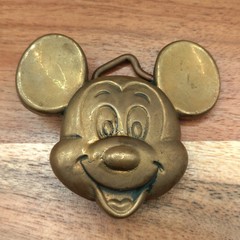 70s Baron Walt Disney Production Mickey Mouse Head Solid Brass Belt Buckle