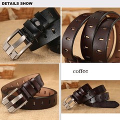 Men Women Real Leather Waist Belt Pin Buckle Wide Waistband Belt