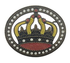 Royal Crown Belt Buckle New Men Women Bling Iced Bronze Brass Finish Rhinestones