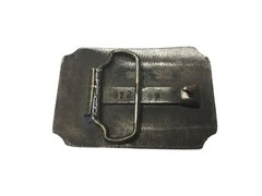 Vintage Silver and Green Men&rsquo;s Metal Belt Buckle with Two Flying Ducks on it