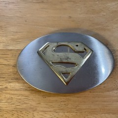 Vintage Superman Belt Buckle Men Gray Metal With Gold Symbol DC Comics Original