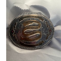 Vintage 1982 PPLBRA All Around Runner Up Sr. Boy Belt Buckle Rodeo Western Ruby