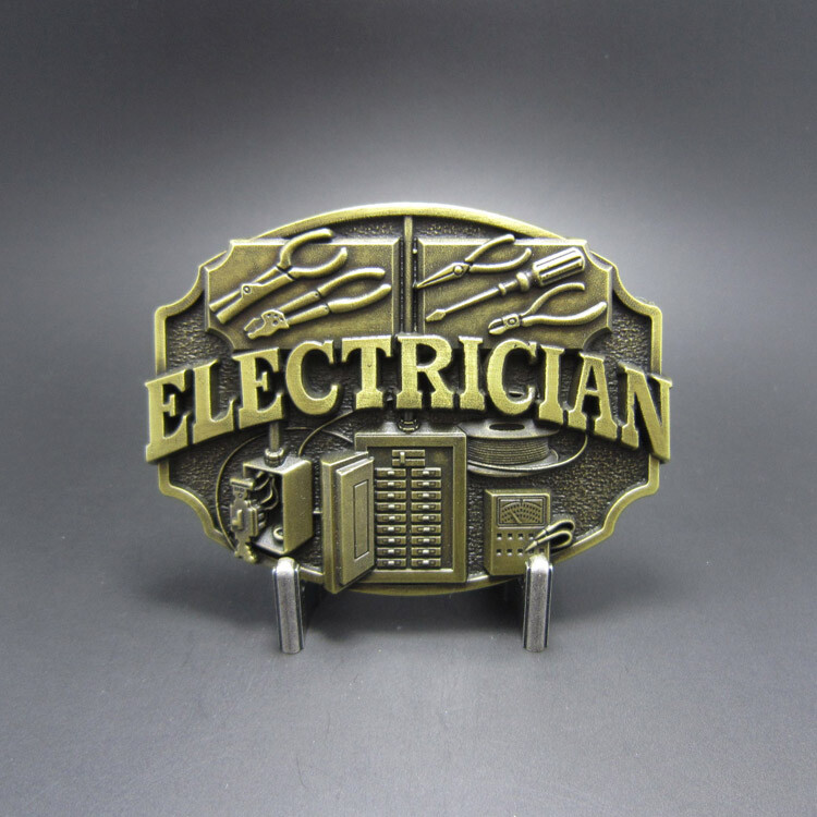 Electrician Tradesman Bronze Plated Metal Belt Buckle