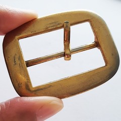 Vintage Gold-Tone Belt Buckle 40mm Pin Rectangle Shape School Uniform Hardware