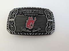 Pendleton Whisky belt buckle let er’ buck silver black red rodeo 2025