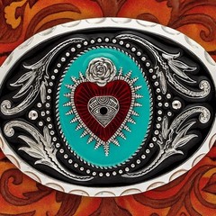 Sacred Heart Belt Buckle Valentines Day Turquoise Crown Mexican Art Western