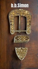 B.B. Simon Full Crystal Belt Buckle Swarovski Light Colorado Topaz Crystals