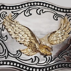 Soaring American Eagle Western Belt Buckle Silver Gold Tone Made in USA 3.5 x2.5