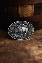 Silver Buffalo Belt Buckle Southwestern Cowboy Style Fits 1.5 Inch Belt