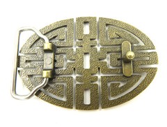 Traditional Chinese Lucky Knot Bronze Metal Belt Buckle