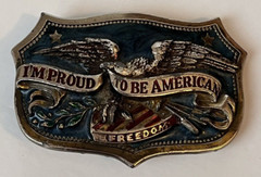 Vintage 1984 I&rsquo;m Proud To Be American Freedom Limited Serial #H1459 Belt Buckle
