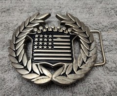 Vintage Famous Stars and Straps American Flag Cadillac Chrome Belt Buckle 8387🔥