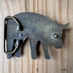 Vintage 1978 Baron Buckle Solid Brass Pig Belt Buckle Figural Hog Farming Swine