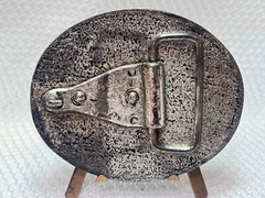 VTG Turquoise Belt Buckle Red Color Stones South Western Country Style Oval