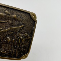 Vintage Flying Landing Ducks Belt Buckle Solid Brass BTS USA Hunting Fashion