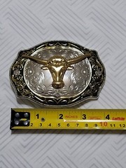 Bull&rsquo;s Head Gold, Silver & Black Belt Buckle