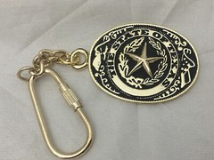 3 piece set Texas Seal Set: Belt Buckle, Bolo and Key Ring (Gold)