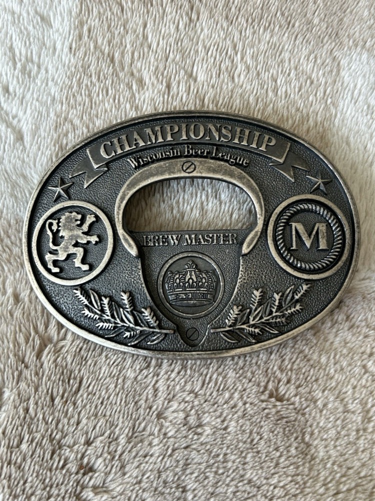 Wisconsin Beer League Beer Opener Belt Buckle Championship Brewmaster Novelty