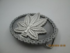 weed marijuana pot ganja leaf 420 biker belt buckle