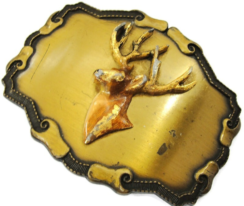 Deer Elk Belt Buckle Raintree Buckle Bronze Tone