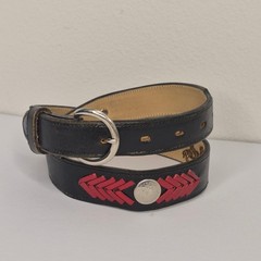 Brazos Joe Western Black Red Woven Leather Concho Belt Made in USA Mens Size 30