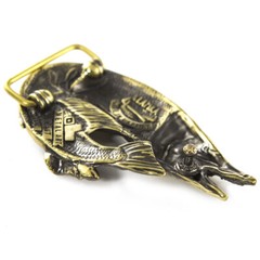 Belt buckle Pike, Angler gift trophy fish norther pike solid brass belt buckle