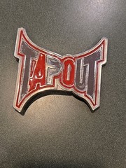 TAPOUT Logo Silver Tone & Red MMA Mixed Martial Arts Promo Belt Buckle Y2K