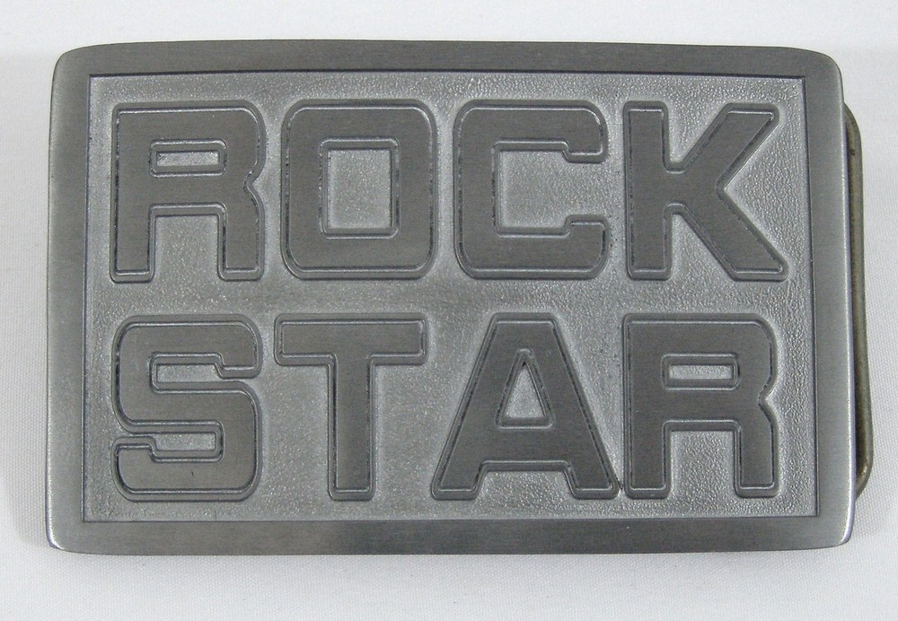 BELT BUCKLES Rock Star Antiqued Silver Gray Rectangle Music NWOT!