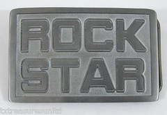 BELT BUCKLES Rock Star Antiqued Silver Gray Rectangle Music NWOT!