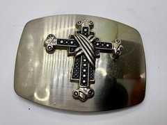 Gothic Medieval Centerpiece Iron Cross 3D Raised On Silver Color Belt Buckle