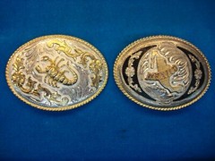 ALPACA – TWO MEXICO CRAFTED WESTERN STYLE BUCKLES – SCORPION & « MEXCIO »