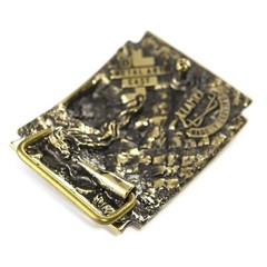 Brass belt buckle Banderstadt, Artistic sculptural fighting skull brass buckle