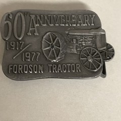 (1977) 60TH ANNIVERSARY FORDSON TRACTOR BELT BUCKLE – HEAVY METAL -2.5” x 3.25”